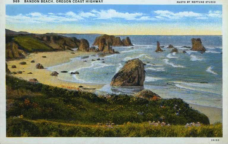 Historic Bandon Beach with Face Rock in the background