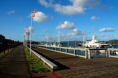 Coos Bay waterfront in North Bend, Oregon