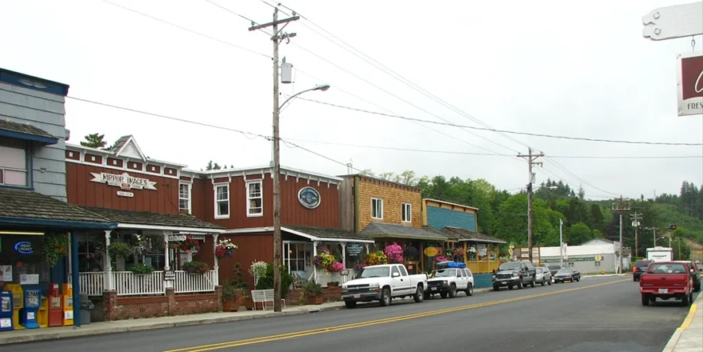 Downtown Nehalem, Oregon along Highway 101