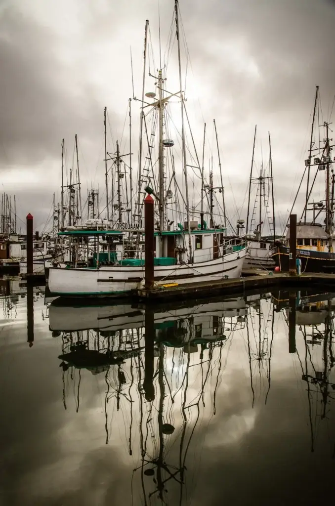 Commercial fishing boats in Yaquina Bay at Newport