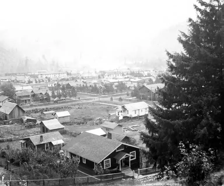 Historic view of the logging town of Powers, Oregon, around 1922