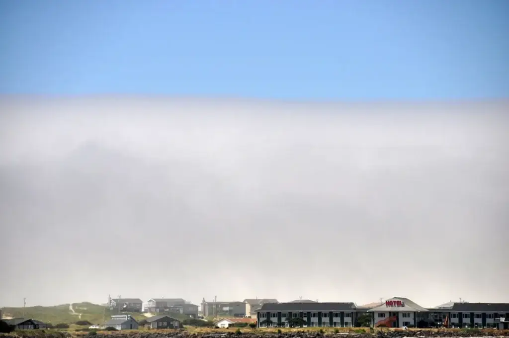 Fog bank above the Pacific coast at Waldport, Oregon