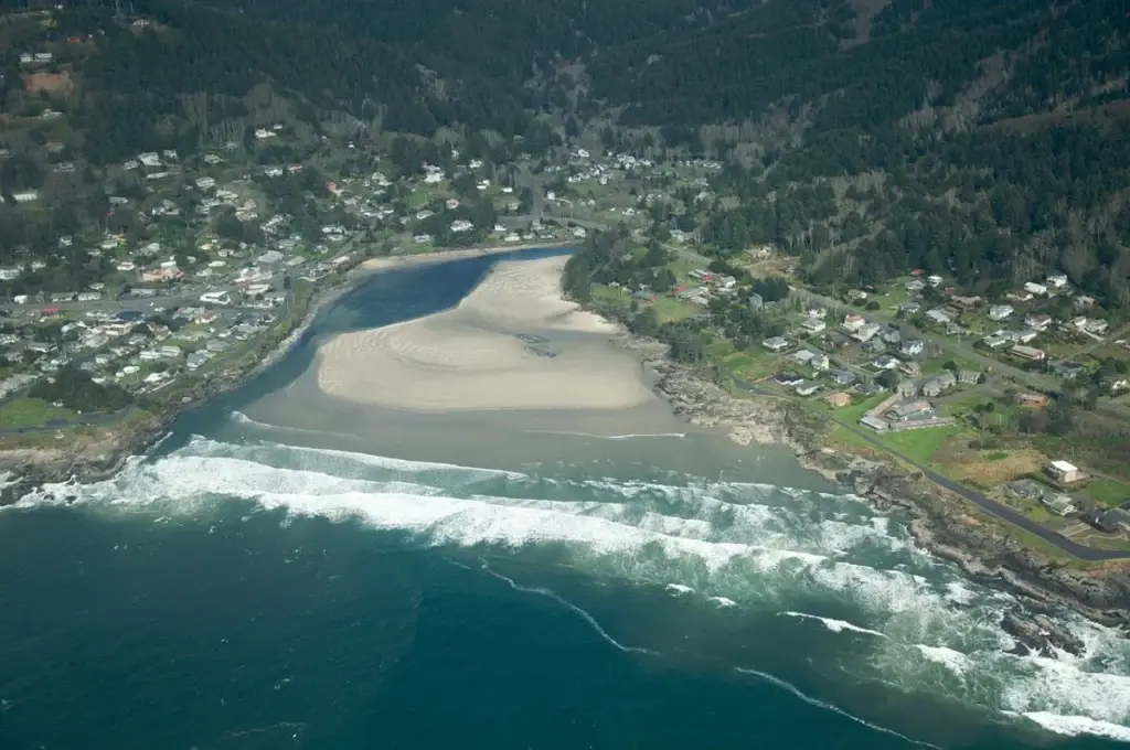 Aerial view of Yachats, Oregon