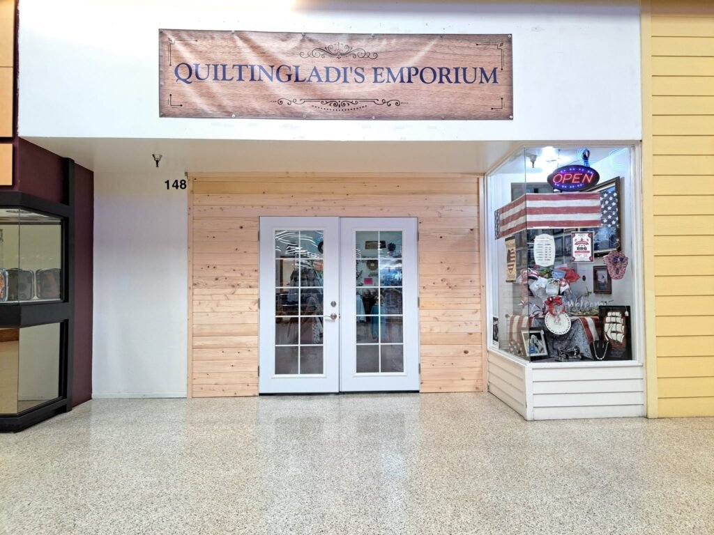 The QuiltingLadi’s Emporium storefront in North Bend, Oregon